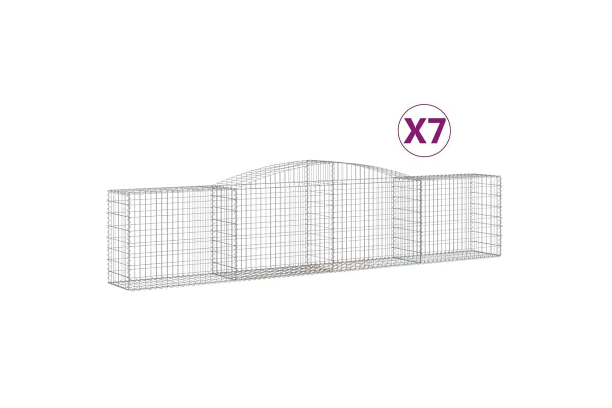 vidaXL 3146988 Arched Gabion Baskets 7 Pcs 400x50x80/100cm Galvanised Iron