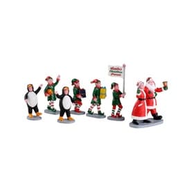 Santa's Elf Parade Christmas Figurine, Set of Seven