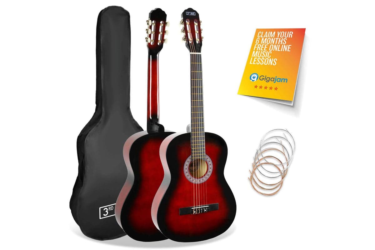 3rd Avenue Full Size Classical Guitar Pack - Redburst
