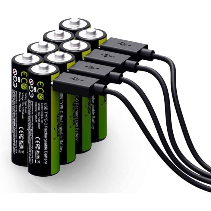 LoopEnergy 1BTOVA2WECDNN, USB-C 1.5V Li-ion AA, Rechargeable Batteries