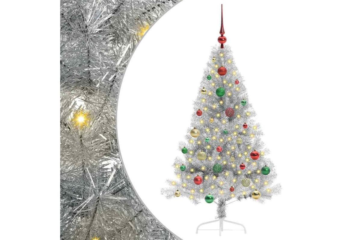 Vidaxl Artificial Pre-lit Christmas Tree Silver 150 Cm Pet