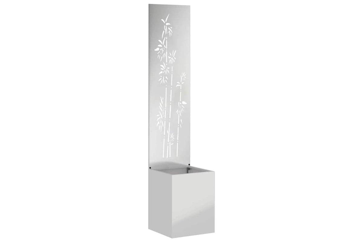 Garden Planter With Decorative Panel Silver 32 X 140 Cm