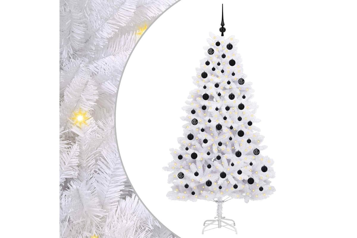 Vidaxl Artificial Hinged Christmas Tree White 180 Cm Pvc And Steel