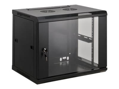 INTELLINET - Network Cabinet, Wall Mount (Standard), 20U, Usable Depth 350mm/Width 540mm, Black, Assembled, Max 60kg, Metal & Glass Door, Back Panel, Removeable Sides,Suitable also for use on desk or floor,19",Parts for wall