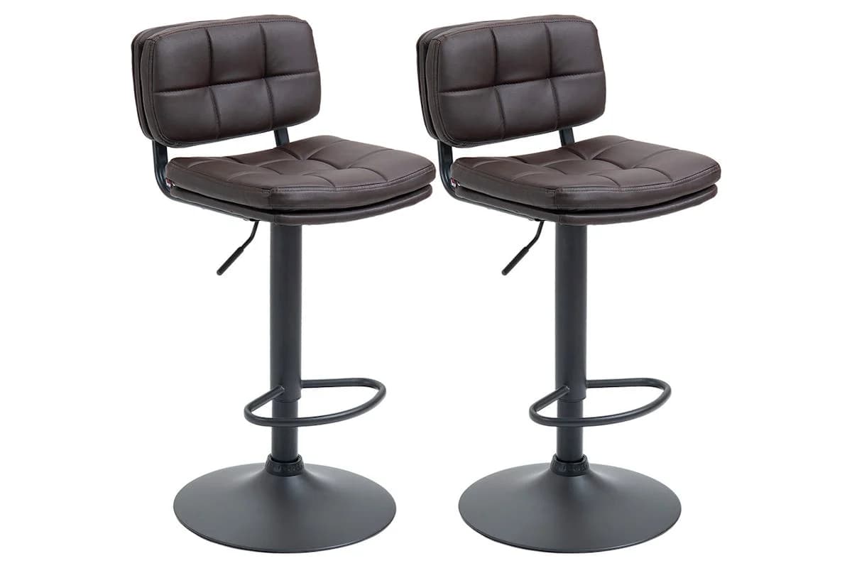 Homcom Adjustable Height Bar Stools with Backs | Brown