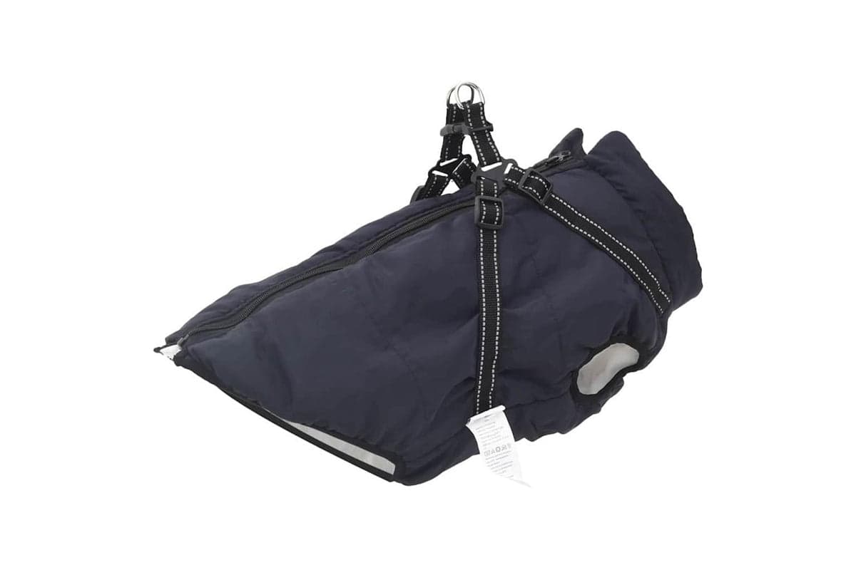 Vidaxl Dog Coat With Harness Navy Blue 5xl Fleece And Polyester