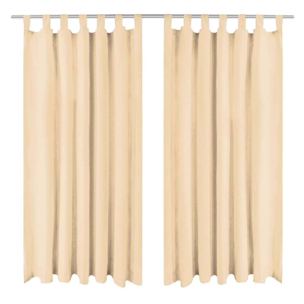 vidaXL 132216 Micro-satin Curtains 2 Pcs With Loops 140x175cm Beige