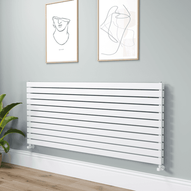 Riace Linea White Flat Designer Radiator 770x1800mm Double Panel 7645 BTU - Horizontal Bars