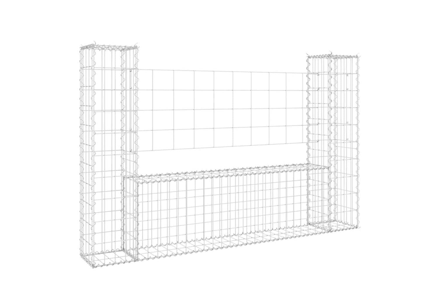 vidaXL 151275 U-shape Gabion Basket With 2 Posts Iron 140x20x100cm