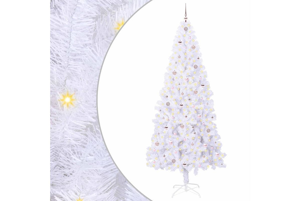 Vidaxl Artificial Christmas Tree With Stand White 240 Cm Pvc And Steel