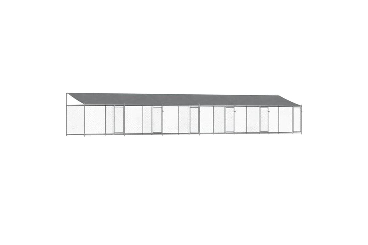 Vidaxl Dog Cage With Roof And Doors Grey 12x2x2 M Galvanised Steel