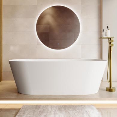 Freestanding Double Ended Stone Resin Solid Surface Bath 1650 x 700mm - Monaco
