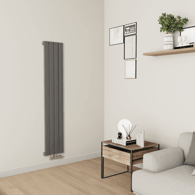 Eco Eleganza Anthracite Vertical Flat Aluminium Middle Connection Radiator 1600x300mm Single Panel 2036 BTU