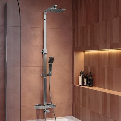 Zana Square Thermostatic Bar Bath Mixer Shower Set