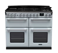 Rangemaster Estel Deluxe 110cm Dual Fuel Range Cooker - Misty Blue with Chrome Trim | ESDLB110DFPMSB/CM1