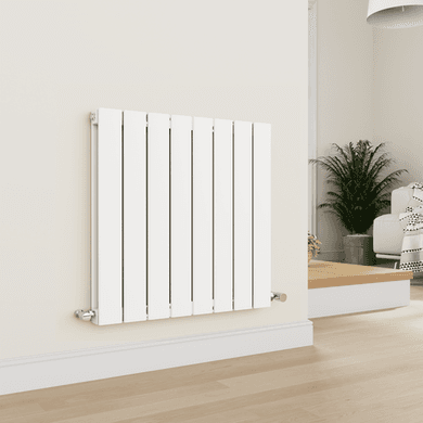 Eco Eleganza White Horizontal Flat Designer Aluminium Radiator 600x600mm Double Panel 2445 BTU