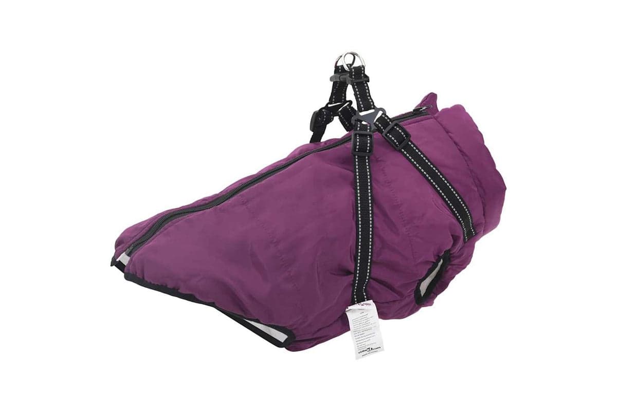 Vidaxl Dog Coat With Harness Purple 6xl Fleece And Polyester