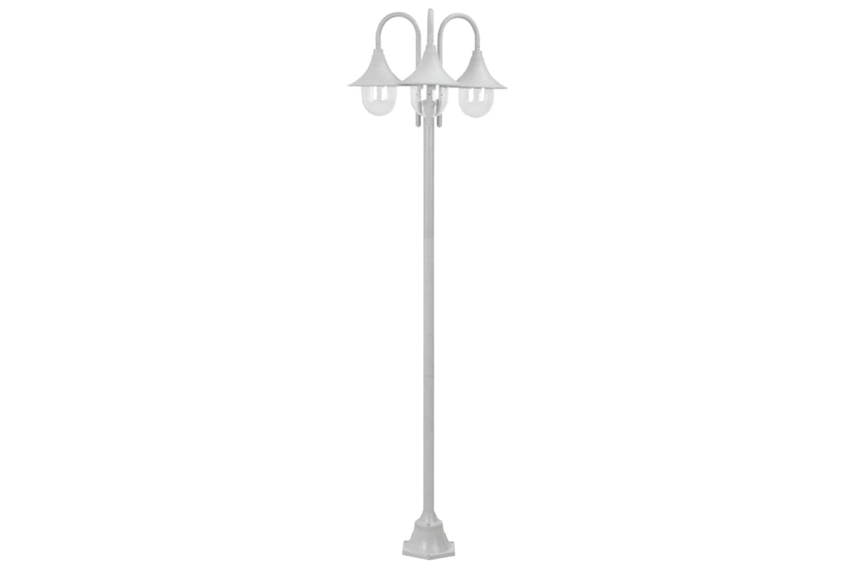 vidaXL 44206 Garden Post Light E27 220cm Aluminium 3-lantern White