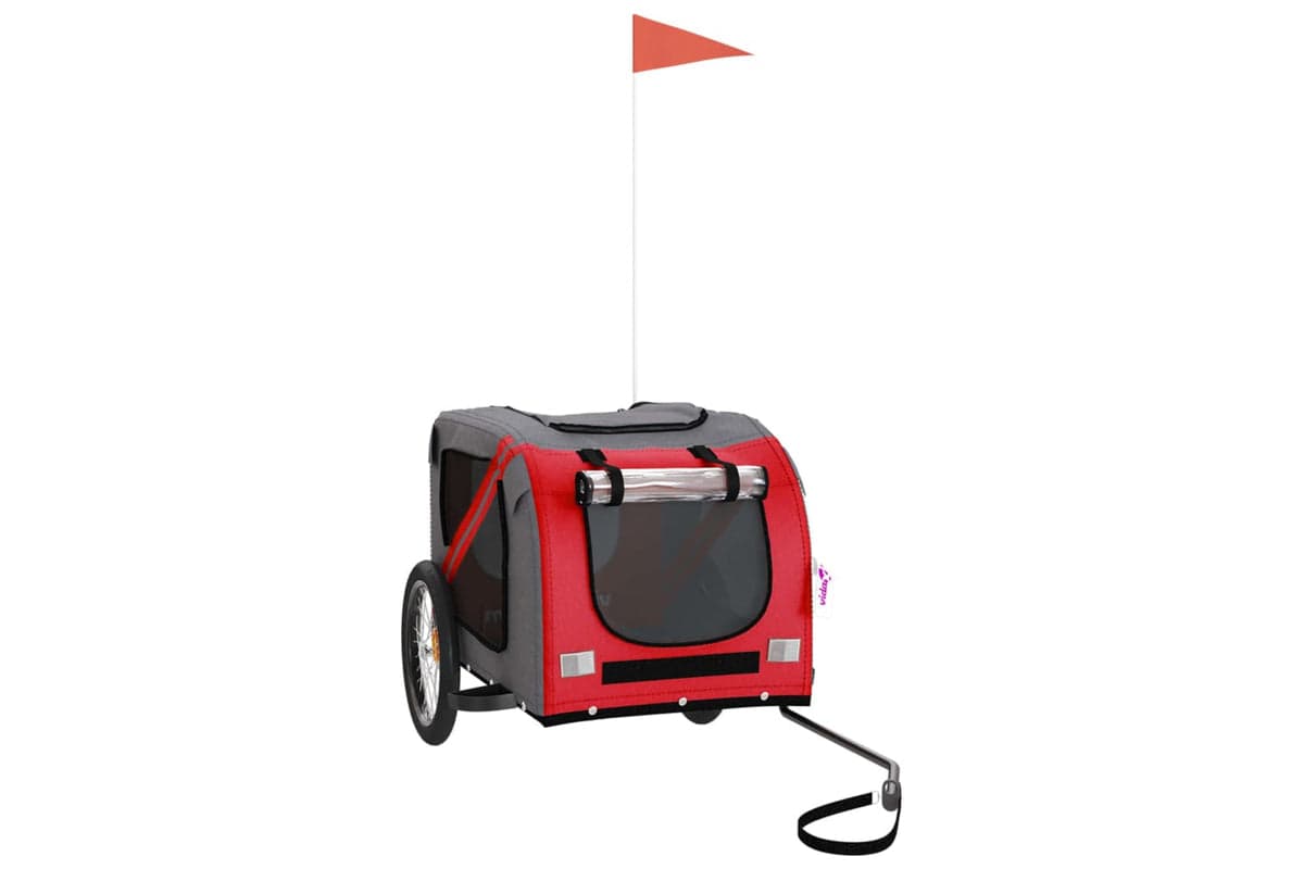 Vidaxl 93880 Pet Bike Trailer Red And Grey Oxford Fabric And Iron