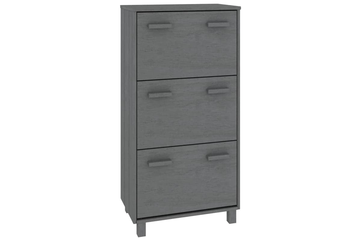 vidaXL Shoe Cabinet Hamar Dark Grey 59.5x35x117cm Solid Wood Pine