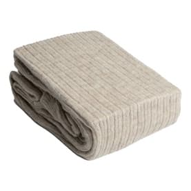 Beige Knitted Ribbed Bed Blanket