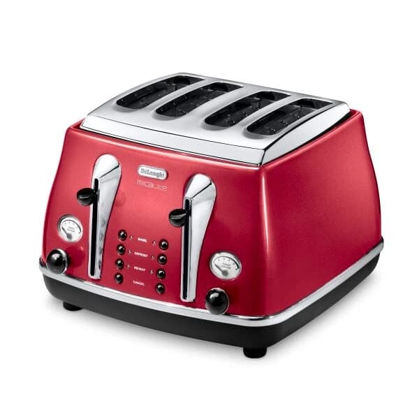 De'Longhi CTOM4003.R Icona Micalite 4 Slice Toaster – Red