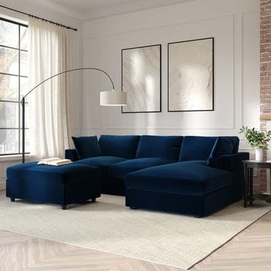 August Right Hand Chaise Corner Sofa and Footstool Set