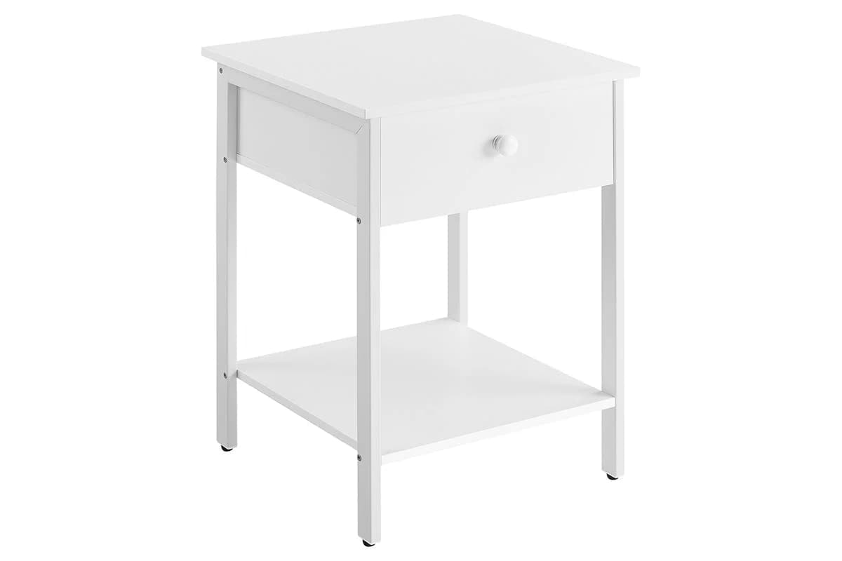 Vasagle Bedside Table with Drawer and Shelf | Matte White