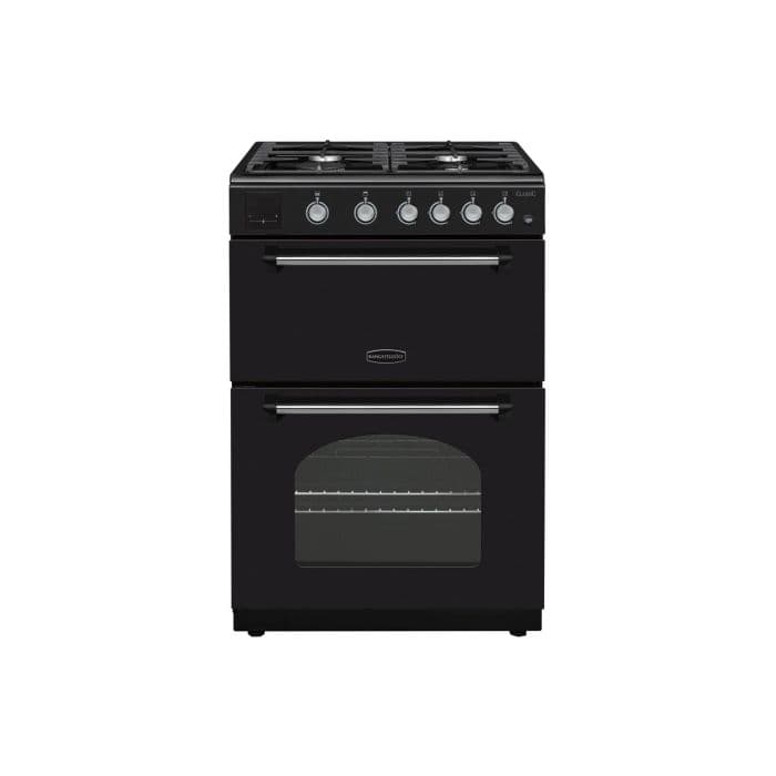 Rangermaster CLA60NGFBL/C, 60cm, Gas Cooker, Black & Chrome