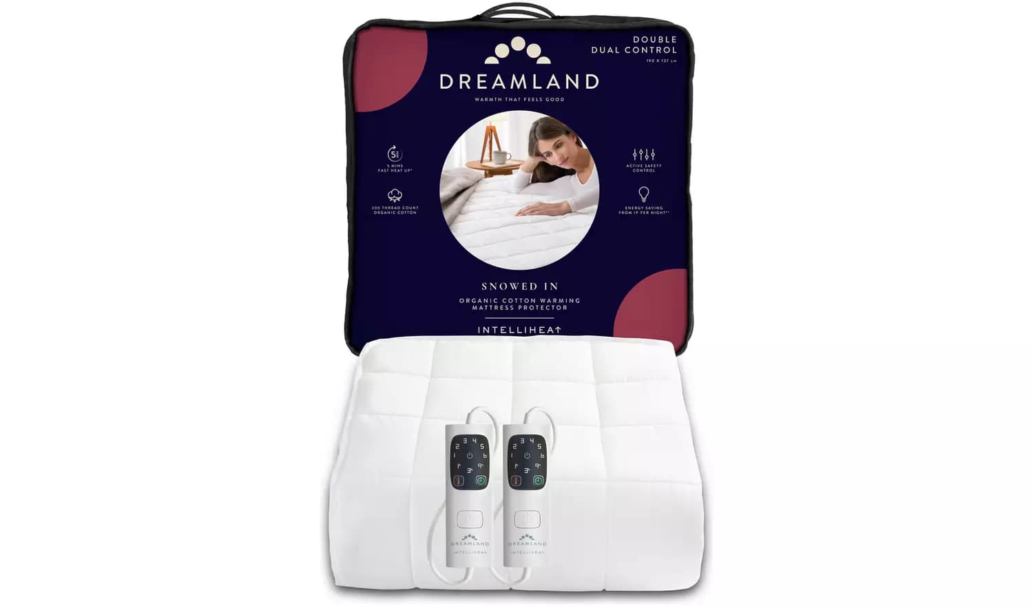 Dreamland Organic Cotton Electric Blanket - Double Size with Dual Control | 16888D