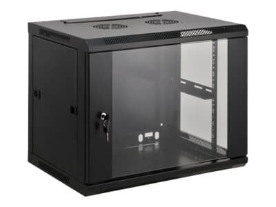 INTELLINET - Network Cabinet, Wall Mount (Standard), 20U, Usable Depth 500mm/Width 540mm, Black, Assembled, Max 60kg, Metal & Glass Door, Back Panel, Removeable Sides,Suitable also for use on desk or floor,19",Parts for wall