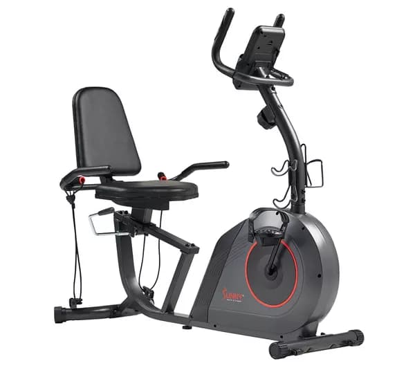 SUNNY HEALTH 16-Level Smart Magnetic Resistance Recumbent Bike - Black