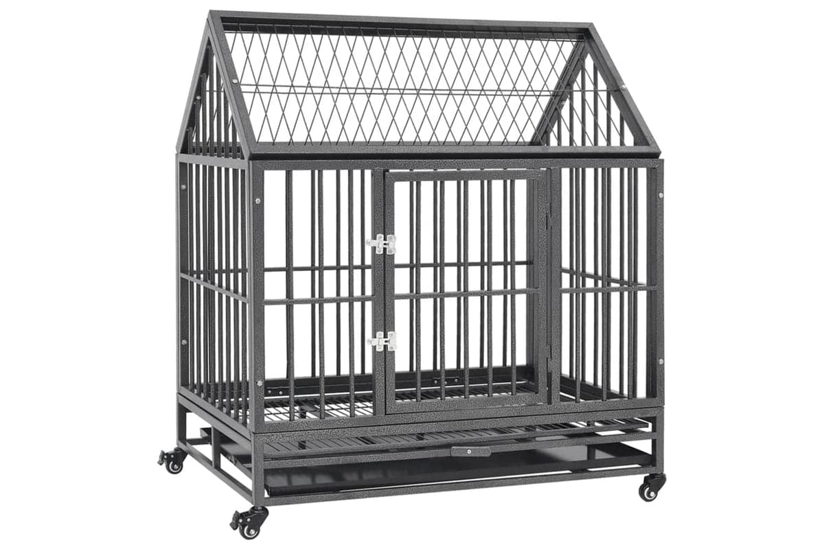 vidaXL 171493 Dog Cage With Wheels And Roof Steel 92x62x106cm