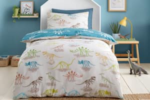 Bedlam | Skeleton Dino Duvet Cover Set | Multicolour | Single