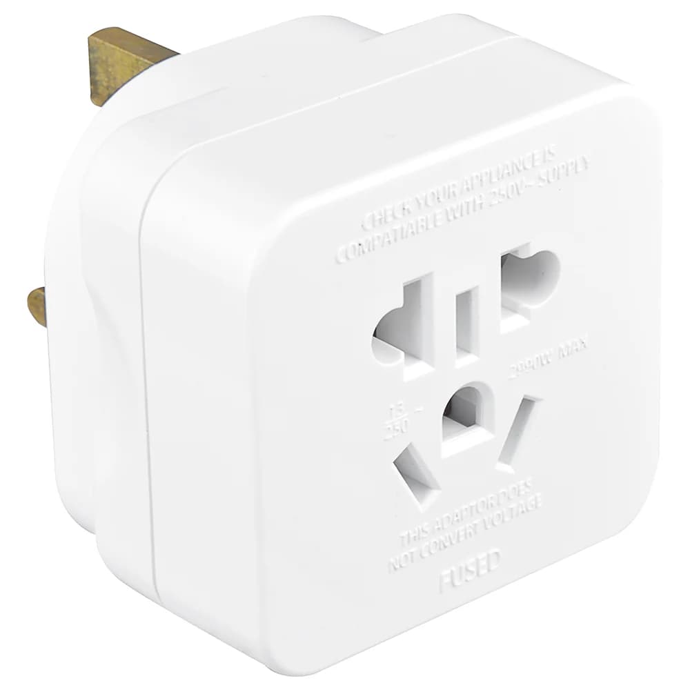 Masterplug UK Travel Adaptor - White | TAVUK-MP