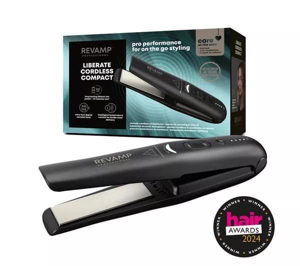 REVAMP Liberate Cordless Compact Ceramic Hair Straightener - Black