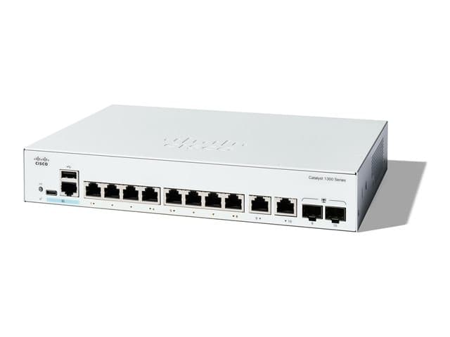 CISCO - Catalyst 1300-8T-E-2G - Switch - L3 - Managed - 8 x 10/100/1000Base-T + 2 x combo Gigabit SFP/RJ-45 - rack-mountable
