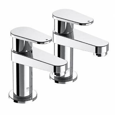 GRADE A1 - Mira Minimal Basin Pillar Taps Polished Chrome