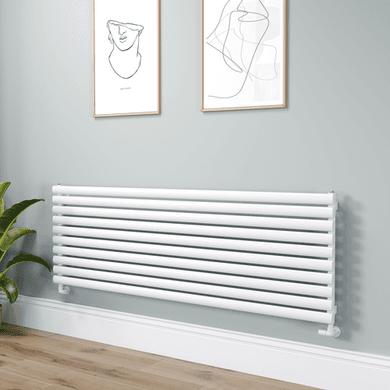 Sorrento Linea White Oval Designer Radiator 590x1800mm Single Panel 4256 BTU - Horizontal Bars