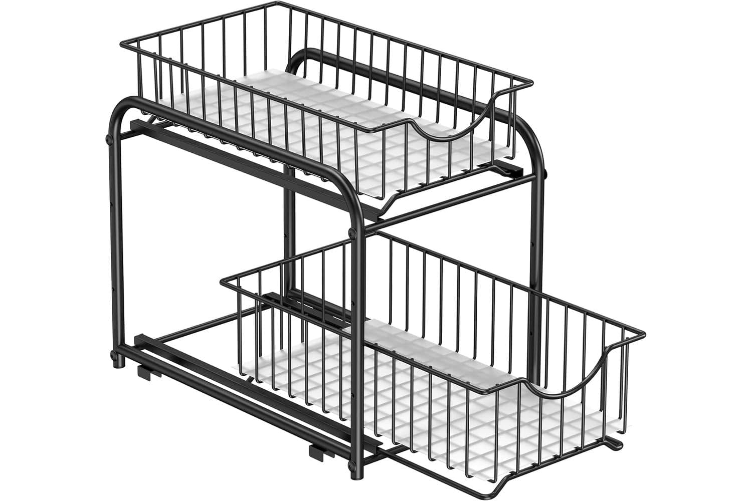 2-tier Under Sink Organizer | Bathroom Kitchen Storage | Steel | Black