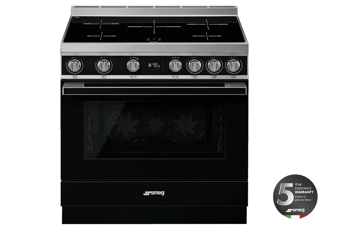 Smeg 90cm Portofino Aesthetic Electric Induction Cooker | CPF9IPBL | Black