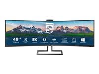 PHILIPS - Brilliance P-line 499P9H - LED monitor - curved - 49" (48.8" viewable) - 5120 x 1440 Dual Quad HD @ 60 Hz - VA - 450 cd/m² - 3000:1 - DisplayHDR 400 - 5 ms - 2xHDMI, DisplayPort, USB-C - speakers - textured black