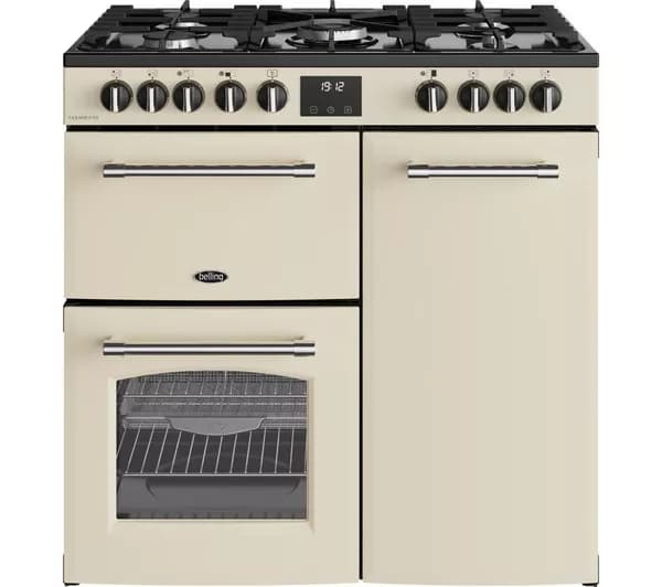 BELLING Farmhouse 90DF Dual Fuel Range Cooker - Cream & Chrome