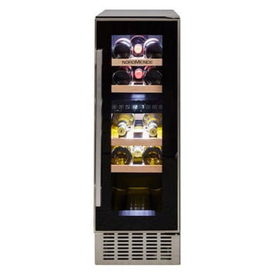 NordMende 30cm Free Standing or Built In Wine Cooler 17 Bottle Dual Zone Slim - Inox | WC17IX