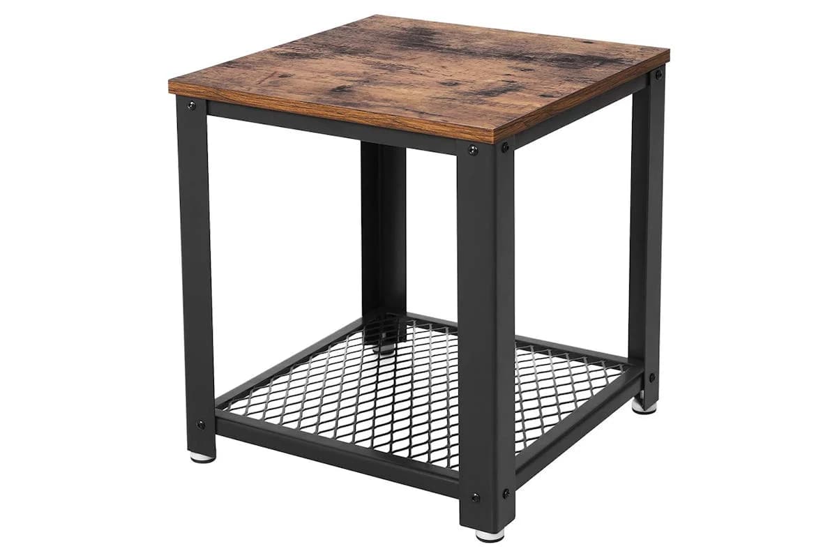 Vasagle Side Table with Mesh Shelf | Vintage Brown/Black