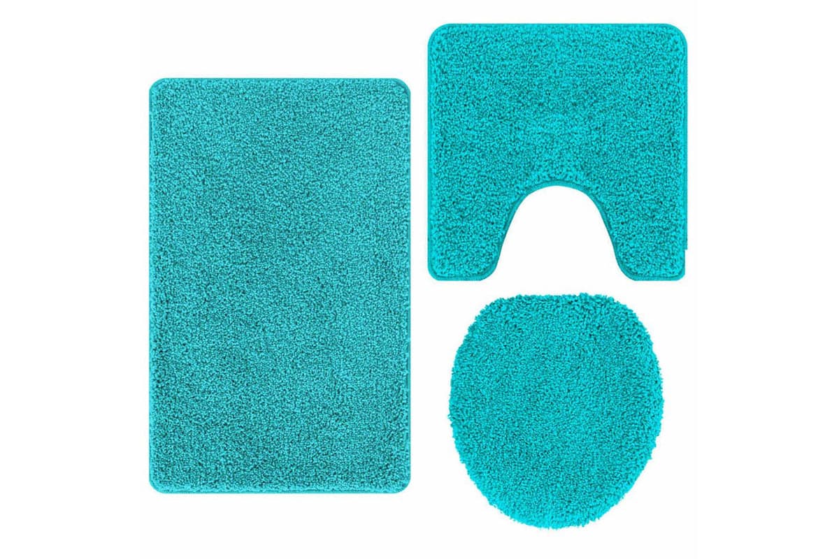 Anti-slip Bath Mat Set 3 Pcs Turquoise Pp