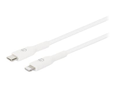 MANHATTAN - USB-C to Lightning Cable, Charge & Sync, 2m, White, For Apple iPhone/iPad/iPod, Male to Male, MFi Certified (Apple approval program), 480 Mbps (USB 2.0), Hi-Speed USB, Lifetime Warranty, Box - Lightning cable - 2 m