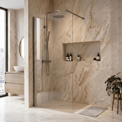 Single Screen - Gunmetal Wet Room & Walk In Shower - Corvus