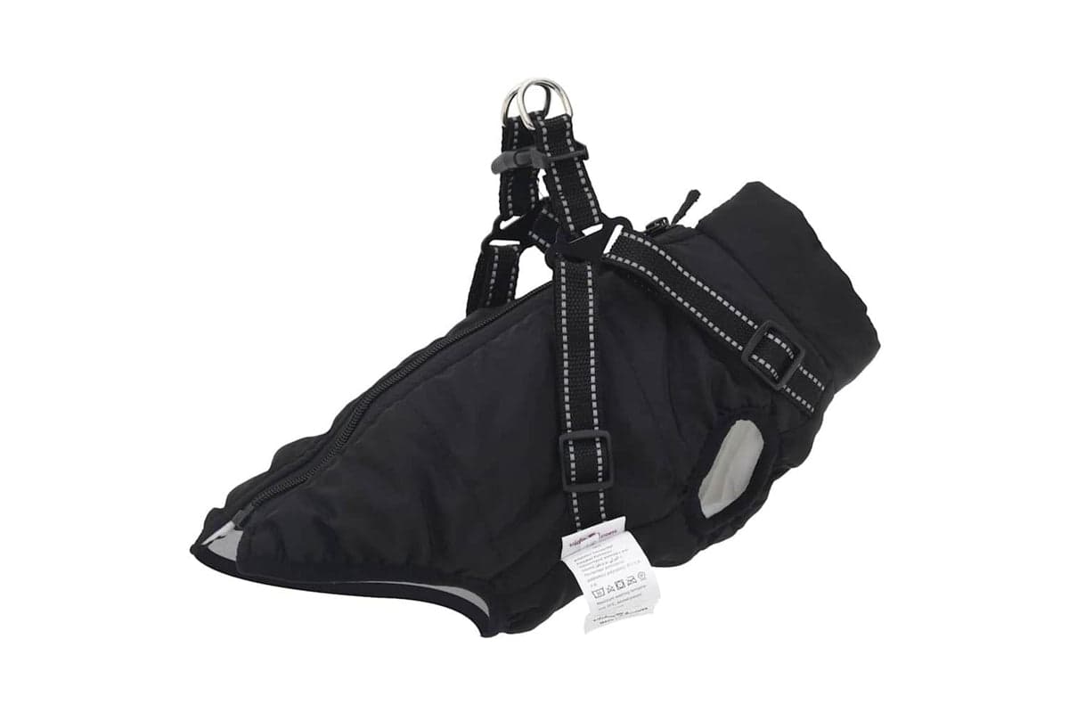 Dog Coat With Harness Waterproof Reflective Black Xl