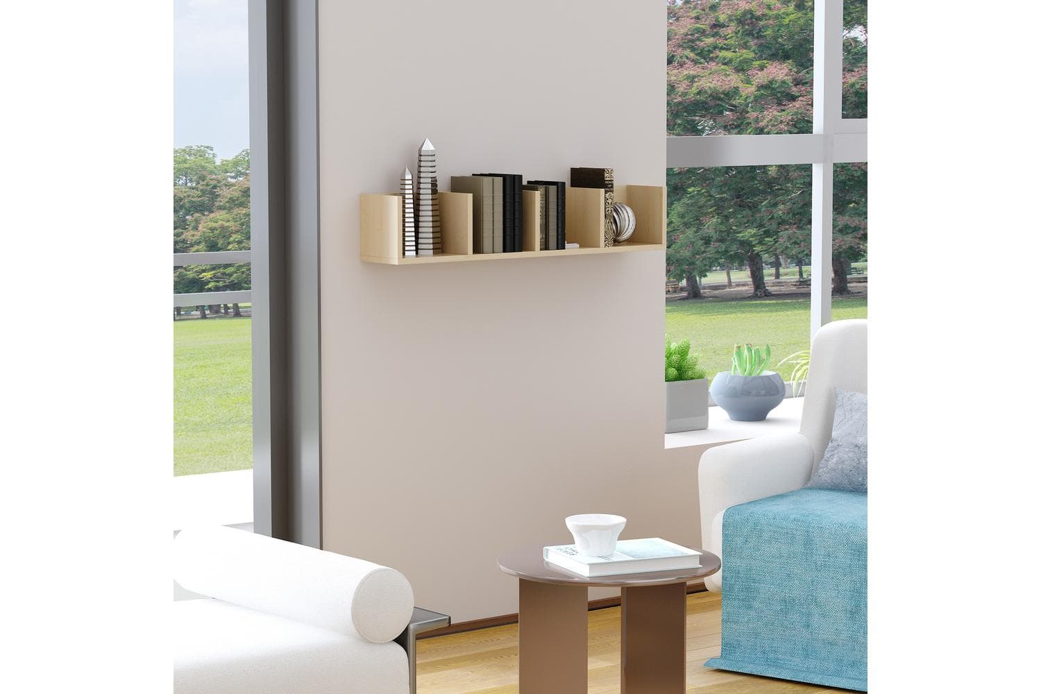 Homcom Multi-media Storage Wooden Shelf | Natural wood